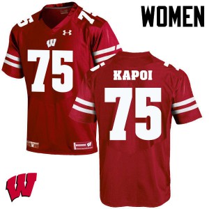 Womens University of Wisconsin #75 Micah Kapoi Red Stitched Jersey 700801-106