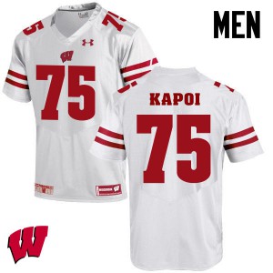 Men's University of Wisconsin #75 Micah Kapoi White College Jerseys 924121-664