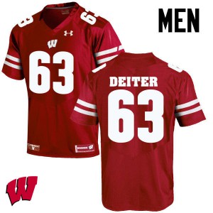 Mens Wisconsin #63 Michael Deiter Red Official Jerseys 616999-351