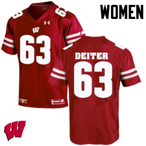 Women University of Wisconsin #63 Michael Deiter Red Official Jersey 967110-303