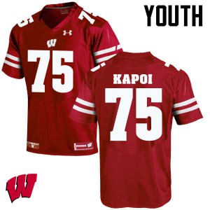 Youth Badgers #75 Micha Kapoi Red Embroidery Jerseys 677326-613