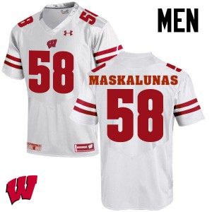Men's University of Wisconsin #58 Mike Maskalunas White Stitch Jersey 162469-672