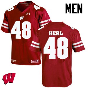 Men University of Wisconsin #48 Mitchell Herl Red NCAA Jerseys 512132-995