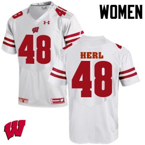 Women's Wisconsin #48 Mitchell Herl White NCAA Jerseys 819154-478