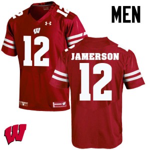 Men's Badgers #12 Natrell Jamerson Red Football Jersey 107777-621