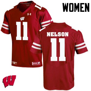 Women University of Wisconsin #11 Nick Nelson Red Player Jersey 492127-339