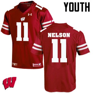 Youth Badgers #11 Nick Nelson Red Player Jersey 150455-964