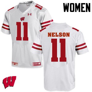 Women's University of Wisconsin #11 Nick Nelson White Embroidery Jersey 221497-287