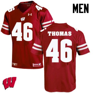 Mens University of Wisconsin #46 Nick Thomas Red Football Jersey 930784-633