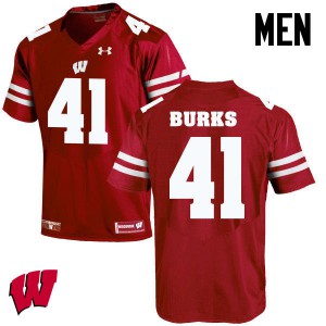 Mens Wisconsin Badgers #41 Noah Burks Red University Jerseys 875515-516