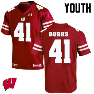Youth Wisconsin Badgers #51 Noah Burks Red NCAA Jerseys 914303-521