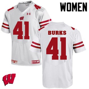 Women Badgers #41 Noah Burks White Official Jersey 749810-363