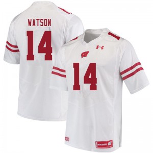 Mens Wisconsin Badgers #14 Nakia Watson White Official Jersey 459017-722