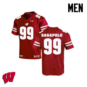 Men's Badgers #99 Olive Sagapolu Red High School Jerseys 557650-646