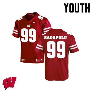 Youth University of Wisconsin #99 Olive Sagapolu Red Stitch Jerseys 947661-103