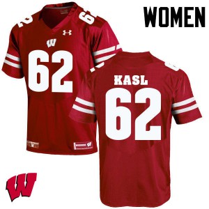Women University of Wisconsin #62 Patrick Kasl Red Alumni Jersey 863596-792