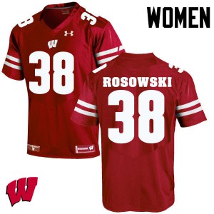 Women Badgers #38 P.J. Rosowski Red Embroidery Jersey 771885-682