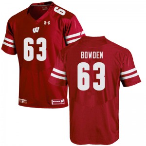 Mens Badgers #63 Peter Bowden Red Stitched Jerseys 257302-999