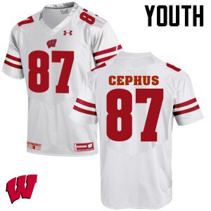 Youth Badgers #87 Quintez Cephus White Embroidery Jersey 115983-591
