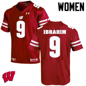 Women's University of Wisconsin #9 Rachid Ibrahim Red NCAA Jersey 790926-685