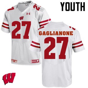 Youth Wisconsin Badgers #27 Rafael Gaglianone White College Jersey 103178-410