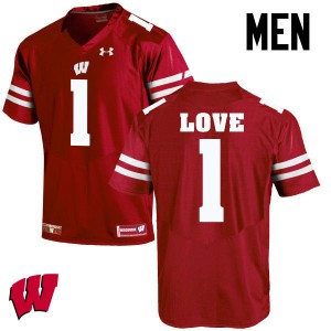 Men University of Wisconsin #1 Reggie Love Red Stitch Jerseys 866223-452