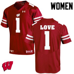 Women's Wisconsin Badgers #1 Reggie Love Red NCAA Jerseys 312879-216