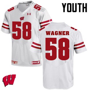 Youth Wisconsin #58 Rick Wagner White Embroidery Jerseys 874860-959