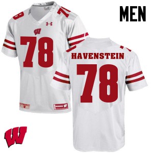 Mens Wisconsin Badgers #78 Robert Havenstein White Embroidery Jerseys 988817-606
