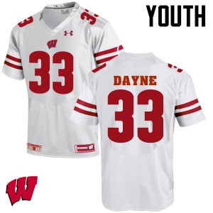 Youth University of Wisconsin #33 Ron Dayne White Embroidery Jersey 785715-401