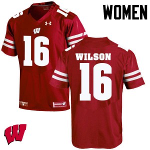 Women's Badgers #16 Russell Wilson Red University Jerseys 818169-612