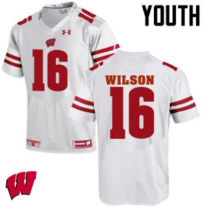Youth Badgers #16 Russell Wilson White Stitch Jerseys 920472-705