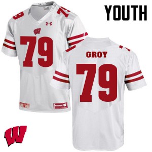 Youth Badgers #79 Ryan Groy White Embroidery Jerseys 866381-334