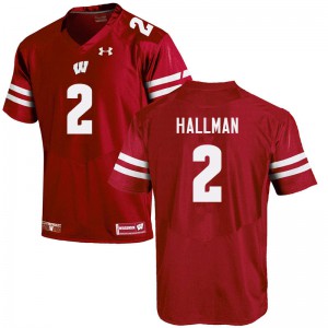 Men's University of Wisconsin #2 Ricardo Hallman Red University Jersey 222795-833