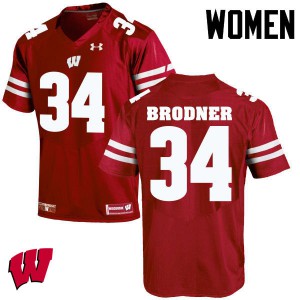 Women's Wisconsin #34 Sam Brodner Red University Jerseys 484267-851
