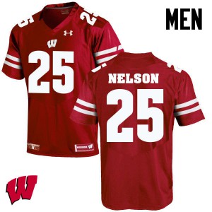 Men's Wisconsin #25 Scott Nelson Red Official Jerseys 699625-734