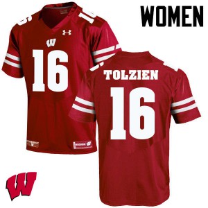Womens Wisconsin #16 Scott Tolzien Red Player Jersey 401869-852