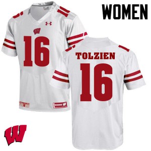 Womens Wisconsin Badgers #16 Scott Tolzien White High School Jerseys 452136-192