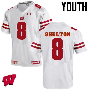 Youth Wisconsin Badgers #8 Sojourn Shelton White Football Jerseys 413864-781