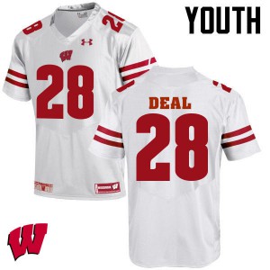 Youth University of Wisconsin #28 Taiwan Deal White Official Jersey 918033-711