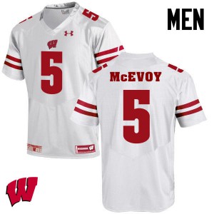 Mens Badgers #5 Tanner McEvoy White College Jersey 702514-935
