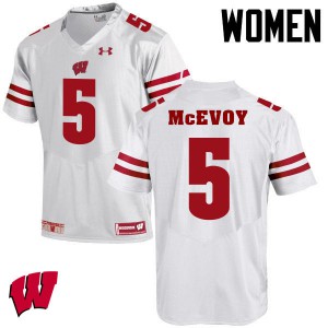 Womens Wisconsin #5 Tanner McEvoy White University Jersey 561320-359