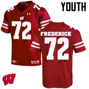 Youth University of Wisconsin #72 Travis Frederick Red Embroidery Jersey 480644-723
