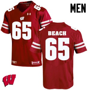 Men's Wisconsin Badgers #65 Tyler Beach Red Stitch Jersey 189552-561