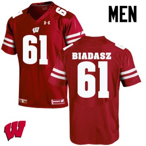 Mens Wisconsin #61 Tyler Biadasz Red Official Jersey 263353-861