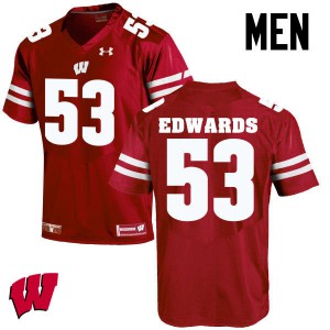 Men Badgers #53 T.J. Edwards Red Embroidery Jerseys 425915-475
