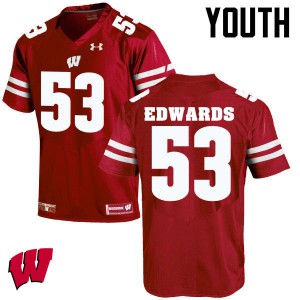 Youth Wisconsin Badgers #53 T.J. Edwards Red Stitch Jerseys 153564-373