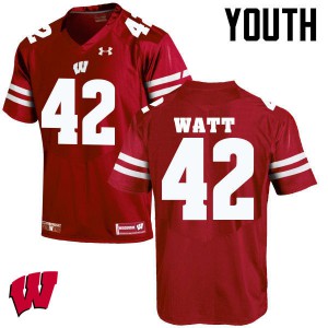 Youth University of Wisconsin #42 T.J. Watt Red Alumni Jersey 817079-313
