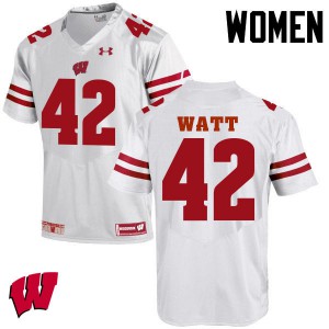 Women's Badgers #42 T.J. Watt White Alumni Jerseys 490343-689