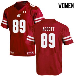 Women Badgers #89 A.J. Abbott Red Embroidery Jerseys 765802-962